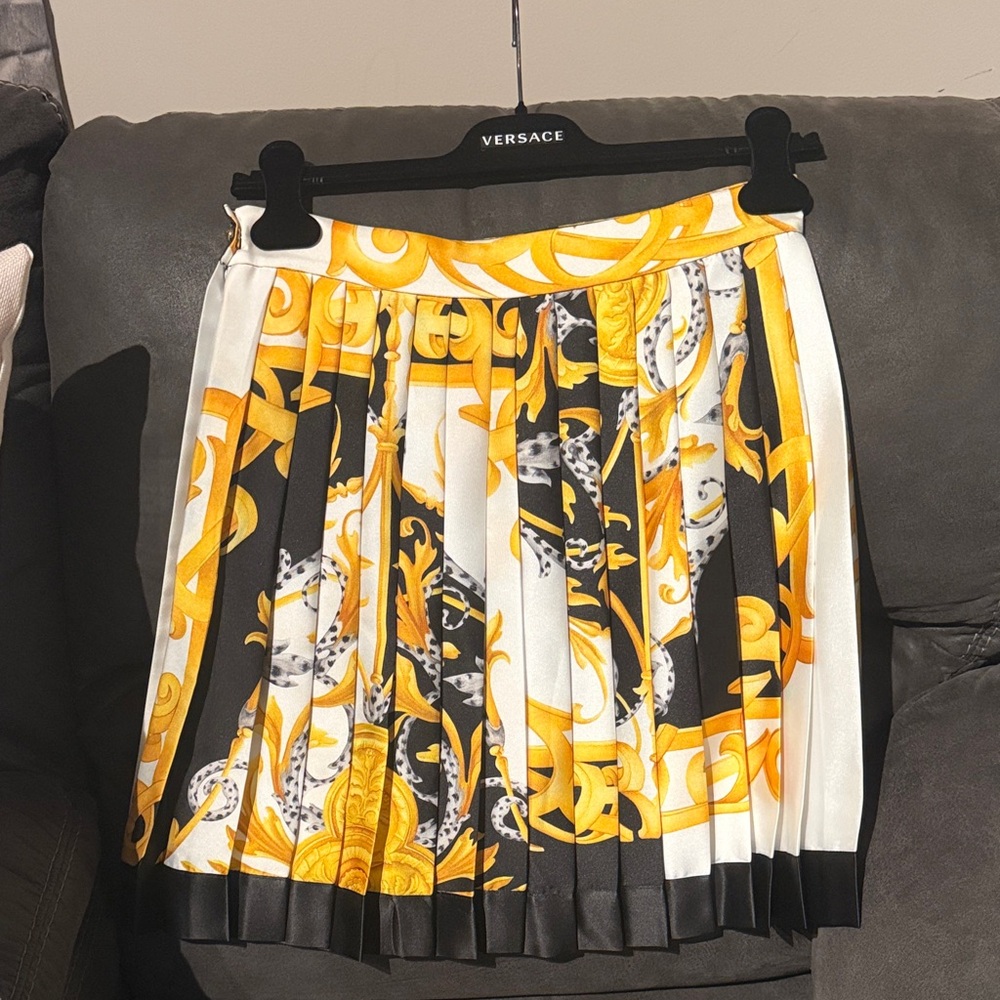Versace Yellow And Black Patterned Mini Skirt - image 1